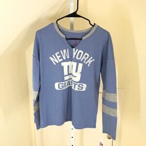 NFL Team Apparel Teens NWT Girls' Blue NY Giants Knit Top Tee Size M (7/9)